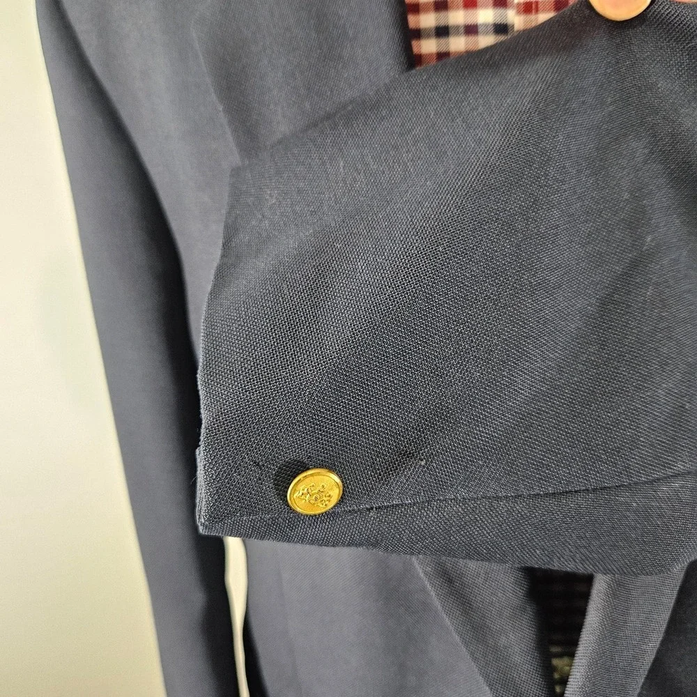 VTG Stafford Men's Sport Coat Blazer Two Button Navy Polyester Wool‎ 46L